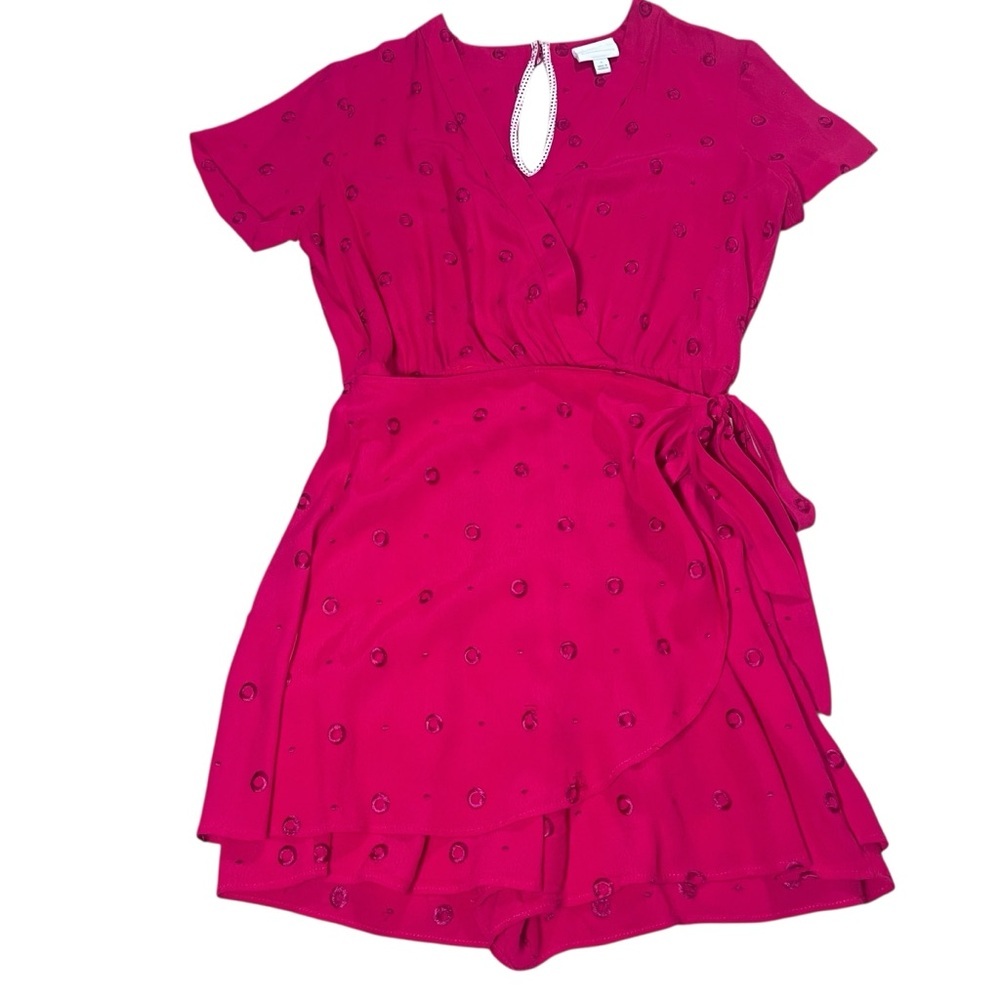 Anthropologie Greenbrier Embroidered Summer Romper Magenta Hot Pink Small *Flaw* - Picture 2 of 13